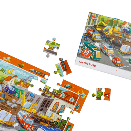 Puzzle Obserwacyjne "Na Drodze" 80 Elementów Układanka Środki Transportu 300370