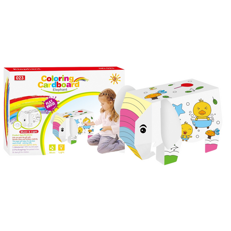 ZESTAW ARTYSTYCZNY SŁOŃ KARTONOWY DO MALOWANIA SKŁADANIA KOLOROWANIA MAZAKI