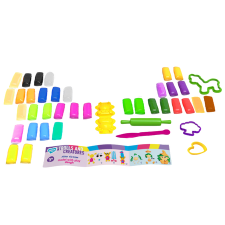 Zestaw Kreatywny Trolle Stwory Plastelina Ciastolina Do Modelowania Foremki 41220
