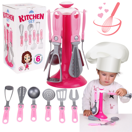 ZESTAW KUCHENNY PRZYBORY KUCHENNE NARZĘDZIA NA STOJAKU ŁOPATKA TŁUCZEK 6726