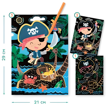 ZDRAPKA ARTYSTYCZNA ”PIRAT” MALOWANIE METODĄ SCRATCH DLA NAJMŁODSZYCH