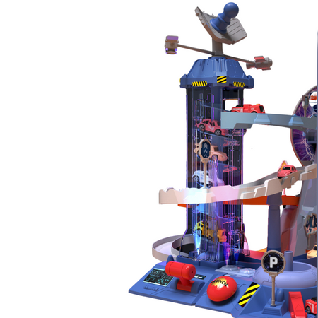 Zestaw Tor Wyścigowy Parking Stacja Kosmiczna Winda Autka Efekty Świetlne