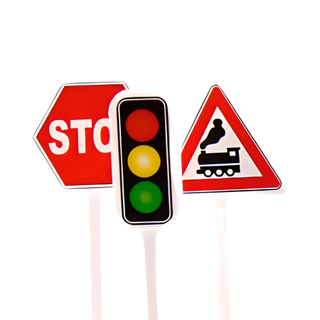 ZNAKI DROGOWE MINIATUROWE 7 ELEMENTÓW ŚWIATŁA STOP RUCH DROGOWY4357