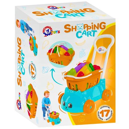 Wózek Sklepowy Z Koszykiem Zestaw Owoców i Warzyw Zabawa W Zakupy 6924