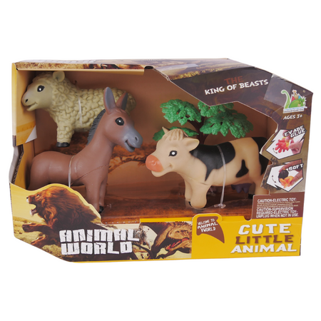 Zestaw Zwierząt Wiejskich Krówka Owieczka Osiołek Drzewo Zabawa W Farmę