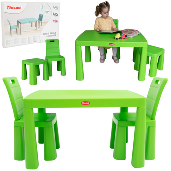 Zestaw Mebli Dziecięcych Stół 2 Krzesełka Zielone Wygodne Wielofunkcyjne