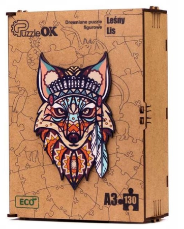 PUZZLE DREWNIANE UKŁADANKA LEŚNY LIS LISEK KOLOROW  PuA3-00722