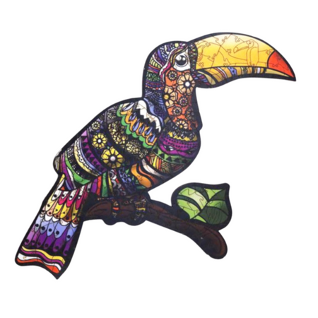 PUZZLE DREWNIANE UKŁADANKA TROPIKALNY TUKAN ZESTAW PUZZLI A3 OZDOBA  PUA3-00734