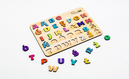 Alfabet Drewniana Układanka Literowa Łamigłówka Wyrazy Elementy Kształty Puz-11229