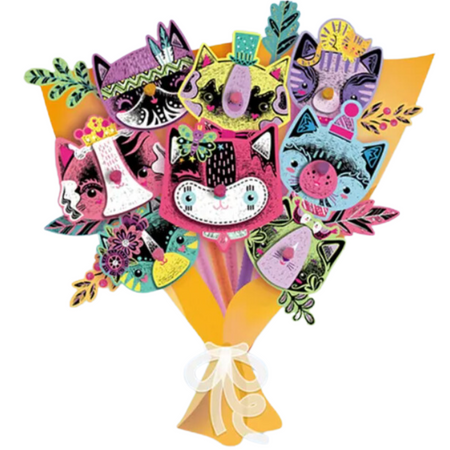 Zestaw Artystyc DIY Bukiet Kotki Rysowanie Scratch Wydrapywanka Zdrapywanka