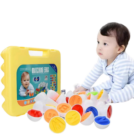 Duży Zestaw Układanka Gra Edukacyjna Sorter Montessori Klocki Jajka Litery