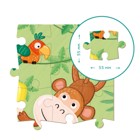 Puzzle "Małpka" 16 Elementów Układanka Edukacyjna Dla Dzieci Zestaw Małpa 300164