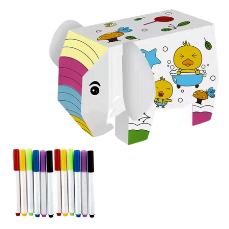 ZESTAW ARTYSTYCZNY SŁOŃ KARTONOWY DO MALOWANIA SKŁADANIA KOLOROWANIA MAZAKI