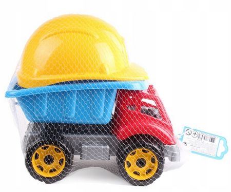 WYWROTKA AUTO +KASK ZESTAW DO PIASKU DLA DZIECI 3978