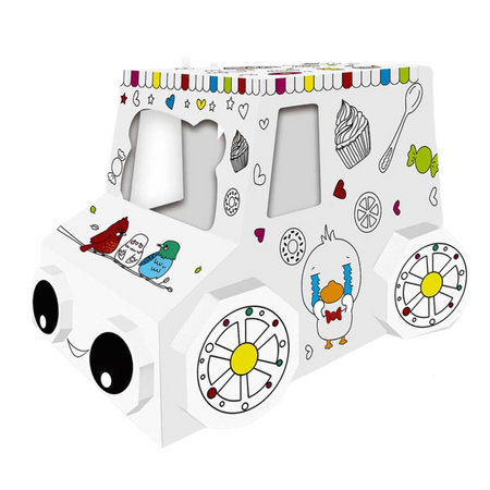 ZESTAW ARTYSTYCZNY SAMOCHÓD AUTO DO MALOWANIA SKŁADANIA KOLOROWANIA TEKTURA