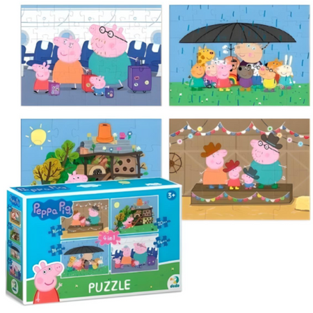 PUZZLE 4w1 ŚWINKA PEPPA CZTERY UKŁADANKI W JEDNYM OPAKOWANIU DLA DZIECI