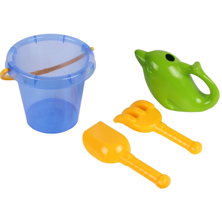 ZESTAW DO ZABAWY W PIASKU NA PLAŻE WIADERKO KONEWKA DELFIN ŁOPATKA GRABKI 7228