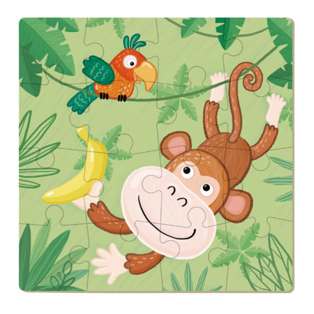 Puzzle "Małpka" 16 Elementów Układanka Edukacyjna Dla Dzieci Zestaw Małpa 300164