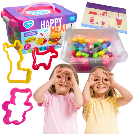 Zestaw Kolorowej Ciastoliny W Pudełku Happy Meal Akcesoria Foremki Wałek 41137