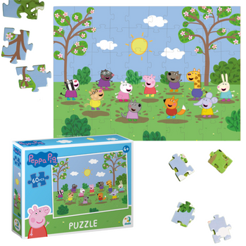 PUZZLE ŚWINKA PEPPA Z PRZYJACIÓŁMI 60 ELEMENTÓW DO UŁOŻENIA DLA DZIECI