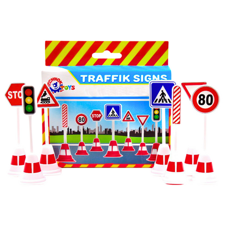 ZNAKI DROGOWE MINIATUROWE 7 ELEMENTÓW ŚWIATŁA STOP RUCH DROGOWY4357