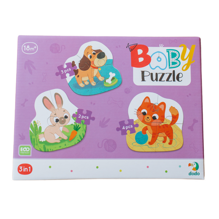 Puzzle 3w1 2-3-4 Elementy "Zwierzaki" Trzy Układanki Zwierzęta Domowe 300395