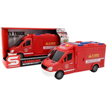 Straż Pożarna Ambulans Wóz Strażacki Otwierane Drzwi Światła I Dźwięki 1:16