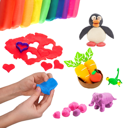 Zestaw Ciastolina Plastelina Masa Plastyczna Do Modelowania 10 Kolorów 41153