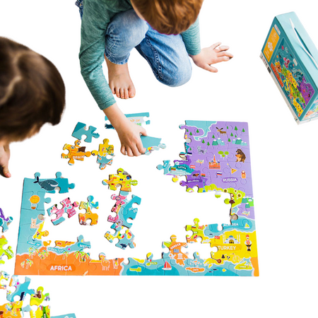 Puzzle "Mapa Europy" 100 Elementów Układanka Kolorowa Dla Małych Odkrywców 300124