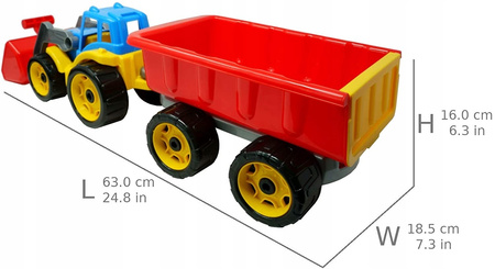 DUZY TRAKTOR CIĄGNIK Z PRZYCZEPĄ KOPARKA MEGA 64cm 6221