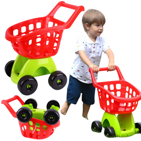 WÓZEK SKLEPOWY DLA DZIECI NA KÓŁECZKACH WYTRZYMAŁY KOLOROWY ZABAWKA TECHNOK 8232