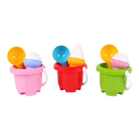 ZESTAW DO PIASKU W OKRĄGŁYM WIADERKU FOREMKA W KSZTAŁCIE LODA ŁYŻKA 7068
