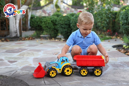 DUZY TRAKTOR CIĄGNIK Z PRZYCZEPĄ KOPARKA MEGA 64cm 6221