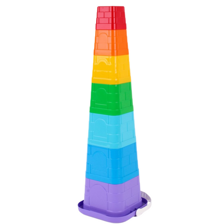 ZESTAW PIRAMIDA WIADERKO Z RĄCZKĄ KOLORY TĘCZY RÓŻNE WIELKOŚCI DO PIASKU 6979