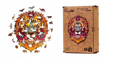 PUZZLE DREWNIANE UKŁADANKA LEW KOT AFRYKAŃSKI  PuA3-00720