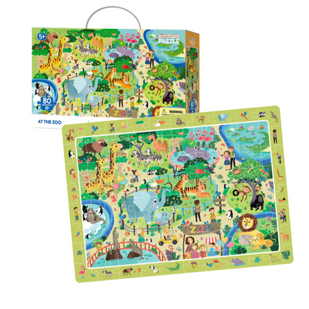 Puzzle Obserwacyjne "W Zoo" 80 Elementów Układanka Zwierzęta Zestaw 300259