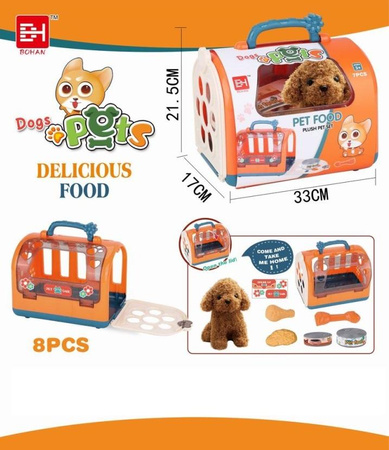Zestaw Walizka Pluszowy Piesek Z Akcesoriami Kość Jedzenie Naklejki