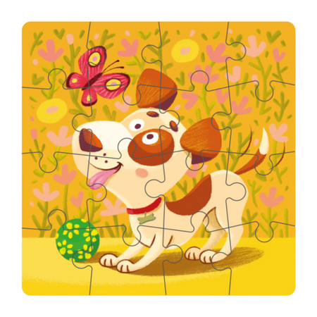 Puzzle "Piesek" 16 Elementów Układanka Dla Dzieci Edukacyjna Zestaw Pies 300111