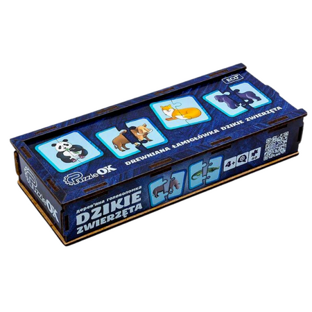 Drewniana Łamigłówka Dzikie Zwierzęta Łączenie Połówek Zestaw Puzzle Puz-44657