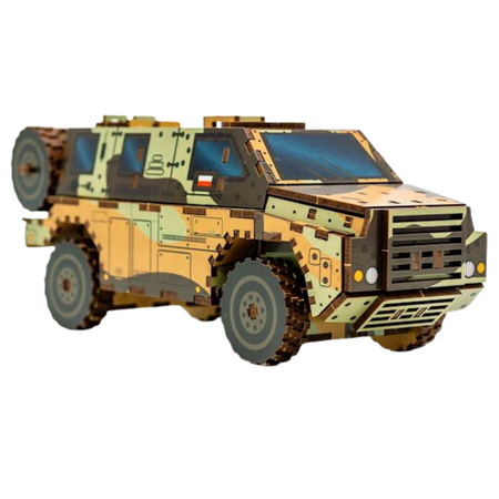 SAMOCHÓD WOJSKOWY MODEL PUZZLE DREWNIANE AUTO WOJSKO UKŁADANKA 139-0209