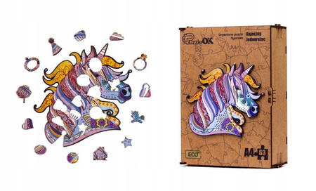PUZZLE DREWNIANE UKŁADANKA JEDNOROŻEC KUCYK KOLORO  PuA4-00707