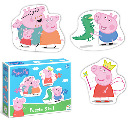 PUZZLE 3w1 "ŚWINKA PEPPA" TRZY UKŁADANKI W JEDNYM DLA NAJMŁODSZYCH DZIECI