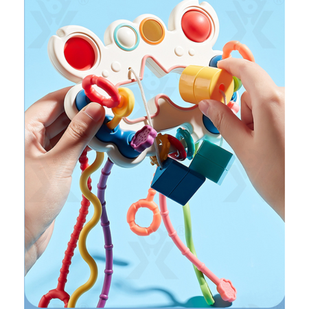 Zabawka Sensoryczna Gryzak Montessori Edukacyjna Grzechotka dla Dzieci 6w1