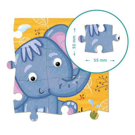 Puzzle "Słonik" 16 Elementów Układanka Edukacyjna Dla Dzieci Zestaw Słoń 300162