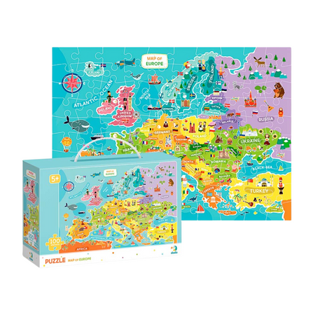 Puzzle "Mapa Europy" 100 Elementów Układanka Kolorowa Dla Małych Odkrywców 300124