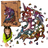 PUZZLE DREWNIANE UKŁADANKA JEDNOROŻEC KUCYK TĘCZOW  PuzA4-00701