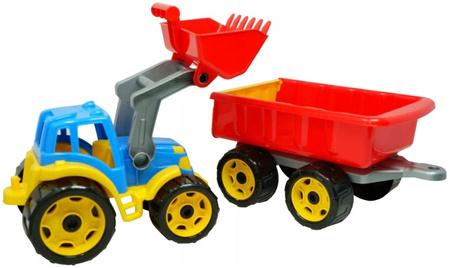DUZY TRAKTOR CIĄGNIK Z PRZYCZEPĄ KOPARKA MEGA 64cm 6221