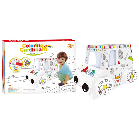 ZESTAW ARTYSTYCZNY SAMOCHÓD AUTO DO MALOWANIA SKŁADANIA KOLOROWANIA TEKTURA