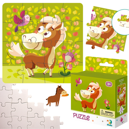 Puzzle Konik 16 Elementów Układanka Dla Dzieci Zestaw Urocza Grafika art. 0114