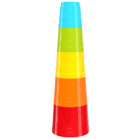 ZESTAW PIRAMIDA WIEŻA KOLORY TĘCZY FORMY DO PIASKU RÓŻNE WIELKOŚCI 5378